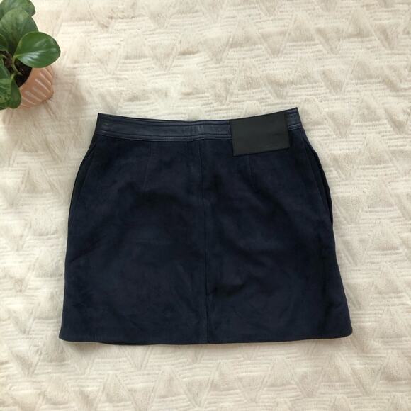 Rag & Bone Siggy Navy Suede Snap Front Mini Skirt - Picture 7 of 7